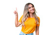 © luismolinero - Young Uruguayan woman over isolated background showing and lifting a finger in sign of the best