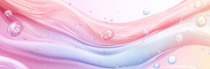 Aufkleber - Flowing pastel waves blend harmoniously, creating a tranquil atmosphere filled with shimmering bubbles and soft colors