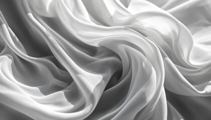 Poster - Elegant flow of white silk fabric with smooth ripples and textures
