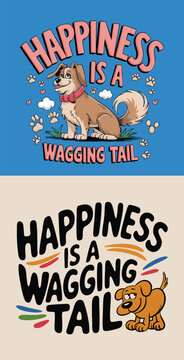 set of vector illustration of a happy birthday card with dog