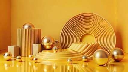Wall Mural - abstract gold geometric background