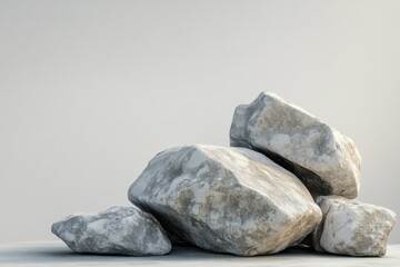 Canvas Print - Stack of textured rocks is presented against a neutral background