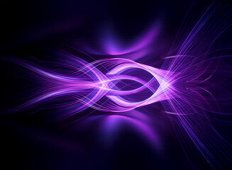 Wall Mural - abstract purple light streaks form a symmetrical, flowing design on a dark background. glowing eleme