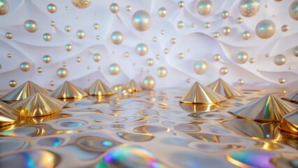 Wall Mural - abstract gold and white 3d render background