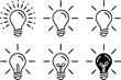 © MDMASUD - Lamp line icon set. Idea lamp icon collection. Flat style