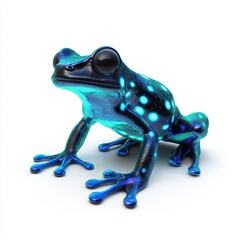 Glow-in-the-dark bioluminescent frog with a futuristic appearance, isolated on white