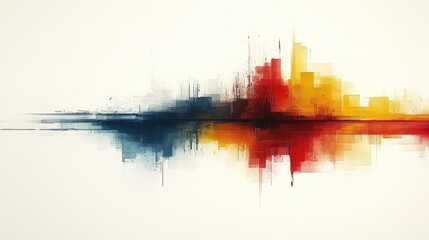 Wall Mural - Abstract city skyline reflection in vibrant colors showcasing urban energy and artistic expression