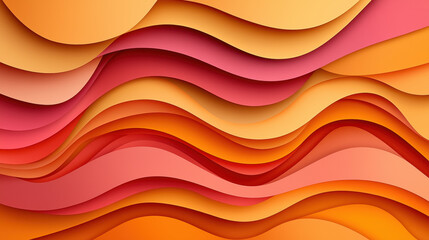 Poster - Colorful abstract paper cutouts create dynamic wave pattern in warm tones