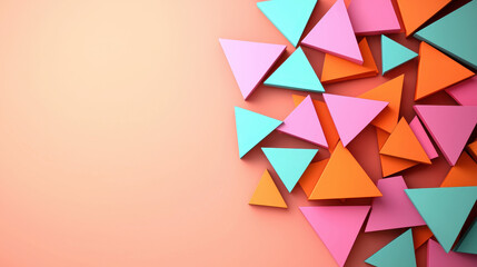 Poster - Colorful geometric triangles in pastel shades on soft background create vibrant composition