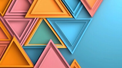 Poster - Colorful geometric triangles in pastel shades create vibrant abstract background