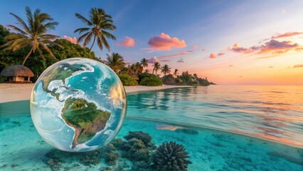 Sticker - Glass Earth in a Tropical Paradise