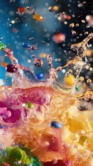 Poster - Chromatic cascading liquids creates ethereal dance of color and form