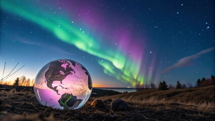 Sticker - Glass Earth in a Aurora Borealis