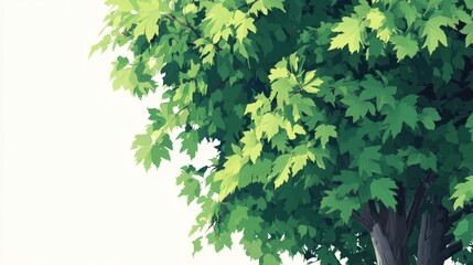 Lush green tree leaves, summer, nature, white background, website design