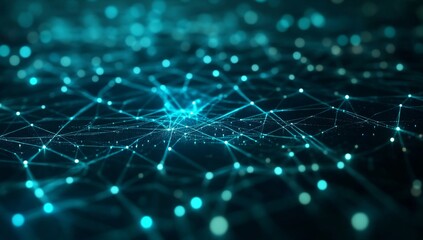 Fototapete - Network connection, digital data flow, abstract background, tech concept