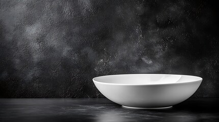 Poster - Empty white bowl, dark background, studio shot, food photography