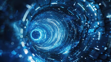 Poster - Explore an abstract digital animation featuring a mesmerizing blue background. This artwork captures dynamic motion and futuristic elements, ideal for tech and design projects.