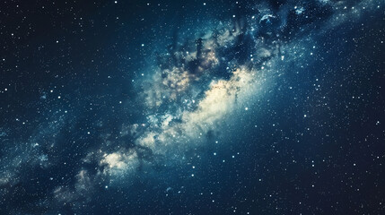 Abstract background portraying a night sky with stars, capturing a panorama view of the universe with the Milky Way galaxy against a dark sky.