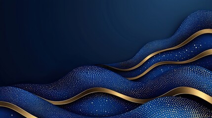Poster - Vibrant blue and gold waves background, perfectly blending colors for a stunning visual effect