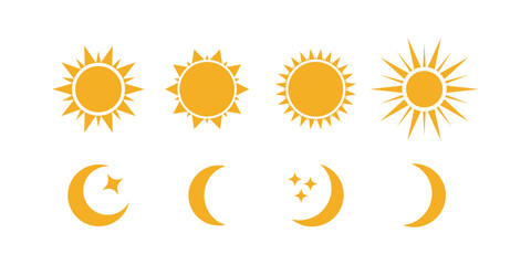 Poster - Sun and moon flat icon. Sign sun and moon. Vector logo for web design, mobile and infographics. Vector illustration eps10. Isolated on white background.