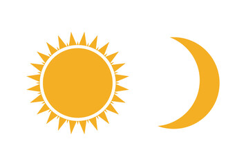 Poster - Sun and moon flat icon. Sign sun and moon. Vector logo for web design, mobile and infographics. Vector illustration eps10. Isolated on white background.