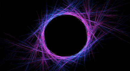 Poster - color ring and lines on black background