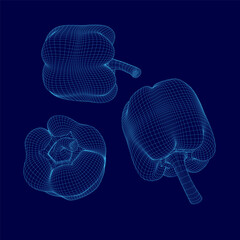 Poster - Three peppers are shown in a blue background. The peppers are all same sizes and are arranged in a way that makes them look like they are growing out of the ground