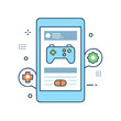 © Waliul - mobile gaming icon, mobile gaming vector illustration-simple illustration of mobile gaming, perfect for mobile gaming logos and icons