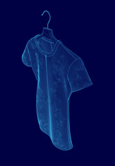 Poster - A blue dress hanging on a clothes hanger.