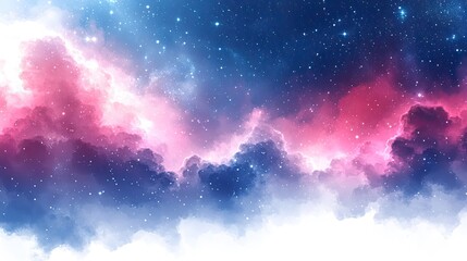 Wall Mural - Colorful cosmic nebula with vibrant pink and blue hues, depicting a starry night sky
