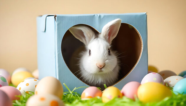 a rabbit peaking through a hole, easter composition, Raw & Real Storytelling Through Natural Candid Imagery, created with generative ai