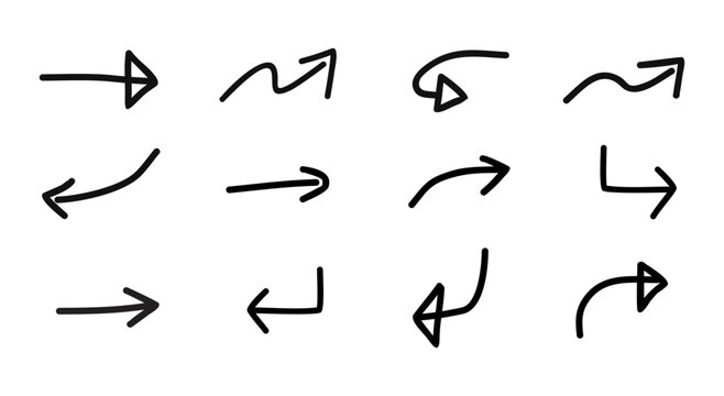 Hand Drawn Sketchy Arrows Icon set editable stroke 