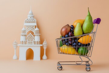 Wall Mural - Fresh Fruits in a Shopping Cart - A Colorful Display