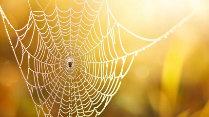dew kissed spiderweb at sunrise nature s intricate design golden hour beauty