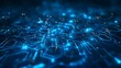 © Verapat - A futuristic blue technology background with glowing circuit lines seamlessly connecting across a dark gradient surface, featuring floating hexagonal patterns