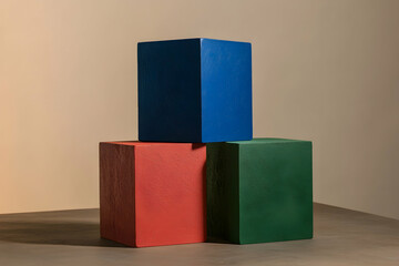 Poster - Three colorful blocks in different sizes