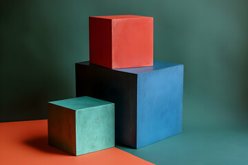 Poster - Three colorful blocks in different sizes