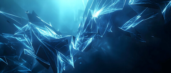 Poster - blue background with glowing connections and dark geometric