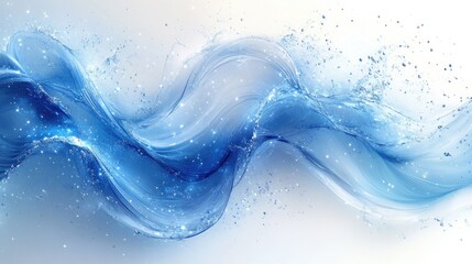 Wall Mural - Flowing blue water waves with splashes, creating a serene background for design and presentations