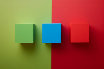 Poster - minimalist photograph of three brightly colored blocks