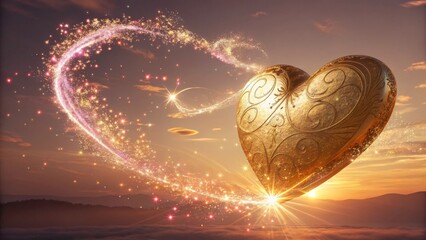 Wall Mural - Golden Heart with Sparkling Particles