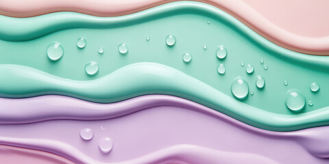 Aufkleber - Gentle waves of pastel colors blend seamlessly, adorned with delicate water droplets, creating a tranquil effect for creative endeavors