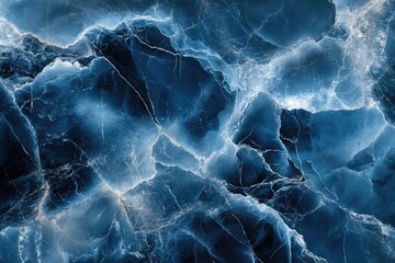 Poster - Blue marble stone surface showing stunning veins creating natural pattern