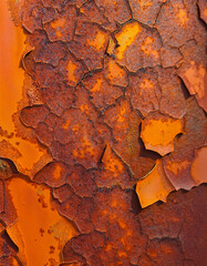 Poster - Beauty of Decay Revealed in Intricate Patterns of Rusted Metal With Vivid Orange and Brown Hues