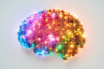 Fototapete - Illuminated Circuit Brain, Digital, Abstract, Background, Technology, Concept