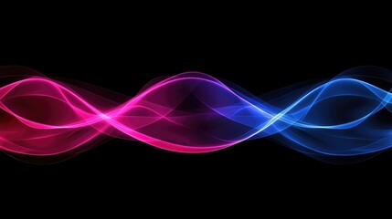 Poster - Abstract streaks of neon pink and blue waves forming a futuristic light trail effect.