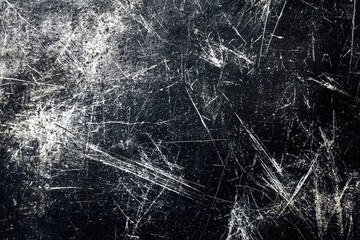 Poster - High contrast black and white surface covered in scratches, creating a dramatic, textured effect suitable for edgy and industrial designs and backgrounds.