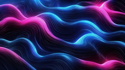 Poster - Abstract tech gradient waves in vibrant blue and pink hues, glowing with a futuristic feel.