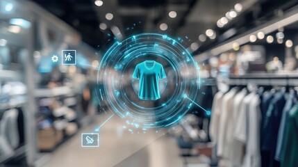 Poster - AI-assisted digital store interface with real-time personalized shopping recommendations in a futuristic UI