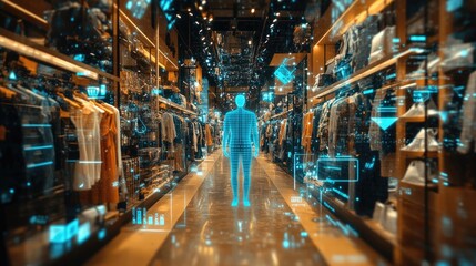 Poster - AI-assisted digital store interface with real-time personalized shopping recommendations in a futuristic UI